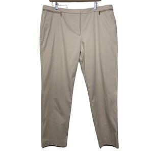 CALVIN KLEIN | Neutral Khaki Flat Front Straight Leg Pants | Size 16